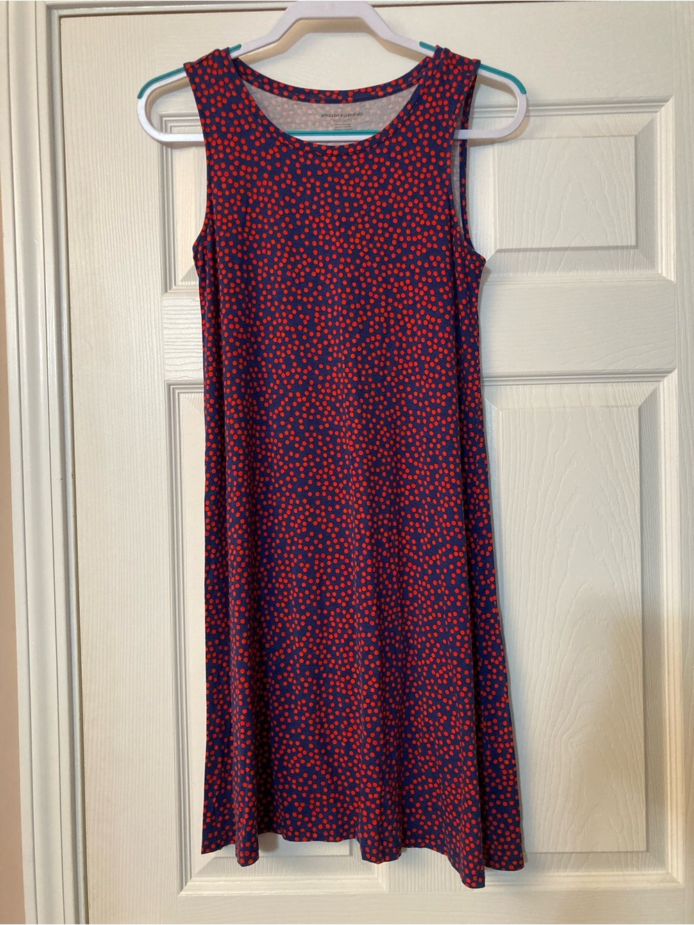 ⭐️⭐️ Sleeveless Navy Dress with Red Dot Print